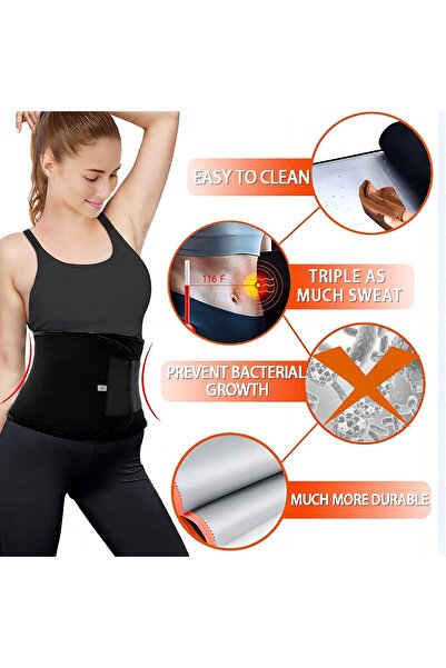 MUMO Waist Trainer for Women - Elastic Sweat Band Waist Trimmer (Black)