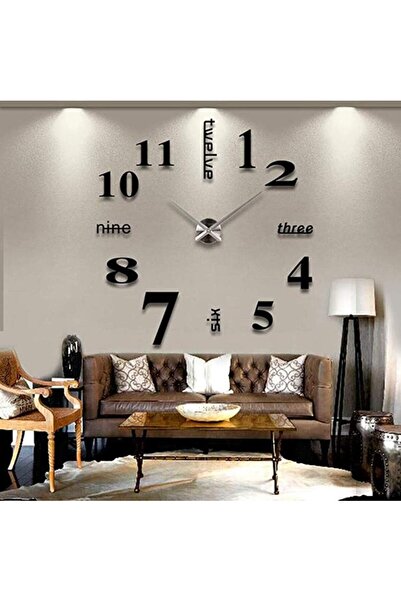 COOYA Beauenty Stylish Large Diy Quartz 3d Wall Clock Acrylic Sticker Wall Clock - 015 Black