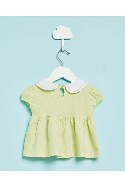 REDTAG Infant Girls Mint Plain Collared Blouse