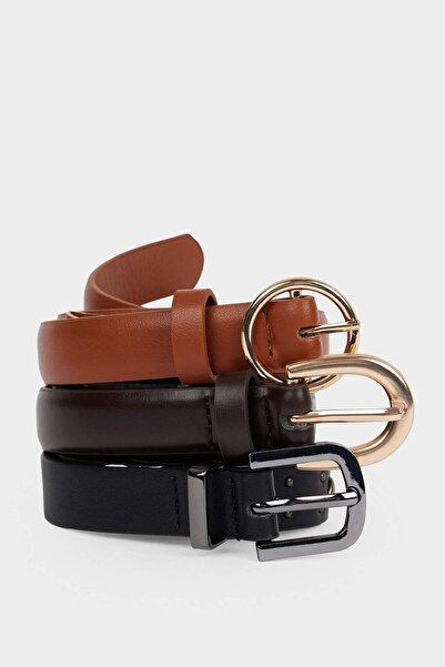 DeFacto Women's Faux Leather 3-Piece Casual Belt F4806Axns