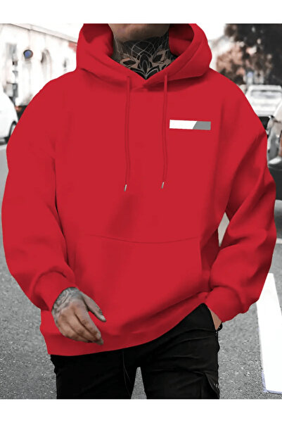 ibibik moda Hanorac pentru bărbați cu glugă cu emblemă dreptunghiulară cu efect de gradient