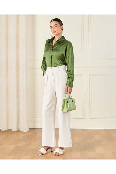 REDTAG Women Green Satin Shirt