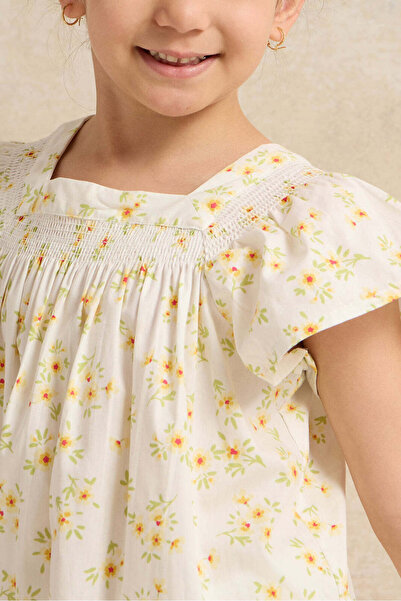 REDTAG Girls White Floral Printed Blouse