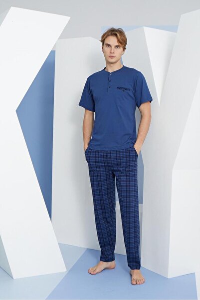 Etoile Men's Short Sleeve Midi Collar Summer Pajamas Set 2118