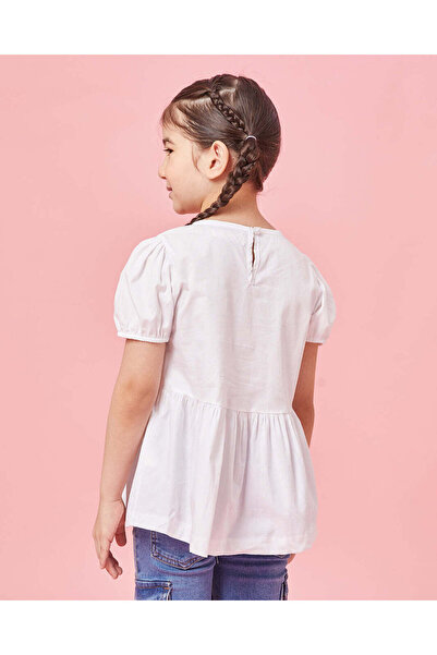 REDTAG Girls White Bow Embellished Blouse