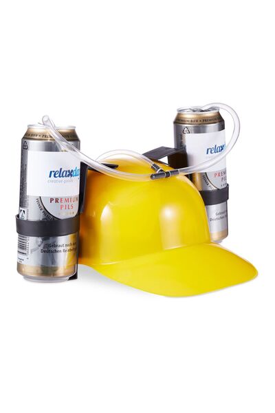 Relaxdays Beer drinking helmet, yellow,