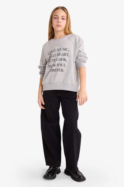 DeFacto Girl's Relax Fit Crew Neck Printed Sweatshirt G3742A825Wn