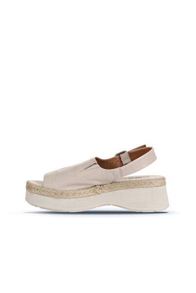 Bueno Shoes Beige Leather Women's Flat Sandals 01Wy8208