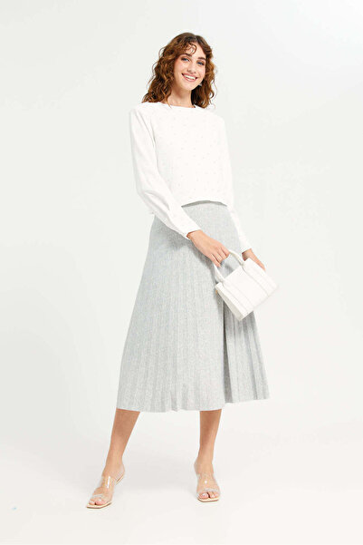 REDTAG Women Ivory Embellished Pearl Blouse