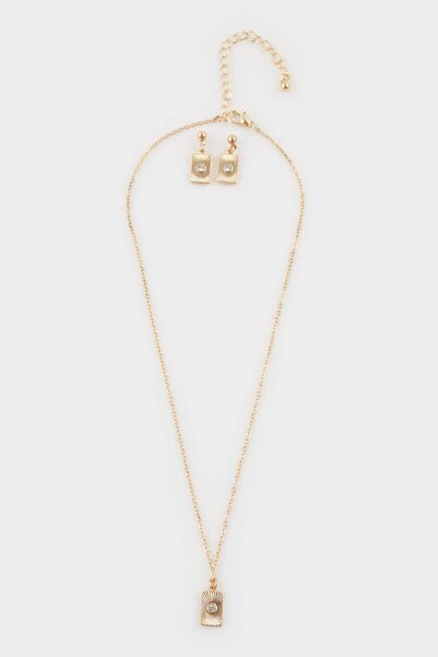 DeFacto Kadın Gold 2'li Kolye Küpe Seti F7726AXNS