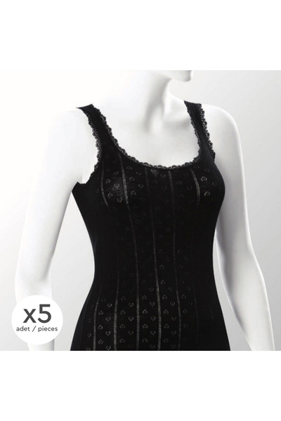 Altınay 5-Pack Jacquard Cotton Women's Undershirts - 90% Turkish Cotton - 6172