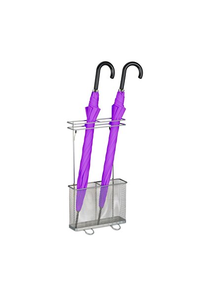 Relaxdays Suport dublu pentru umbrele, oțel, dimensiuni 54 x 30,5 x 15 cm, gri,