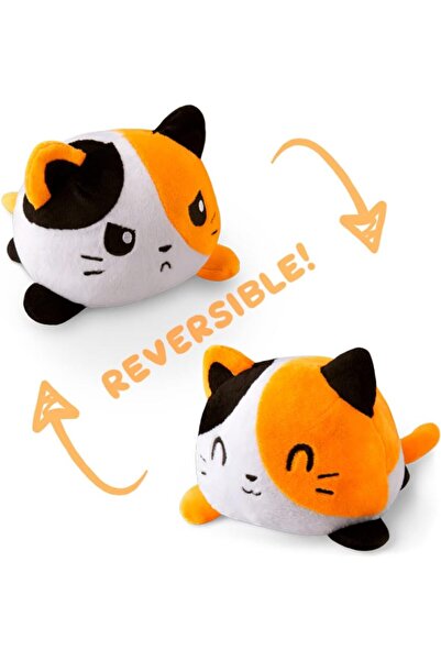 COOYA The Original Reversible Cat Plushie - Calico - Cute Sensory Fidget Stuffed Animals That Show Your Mo