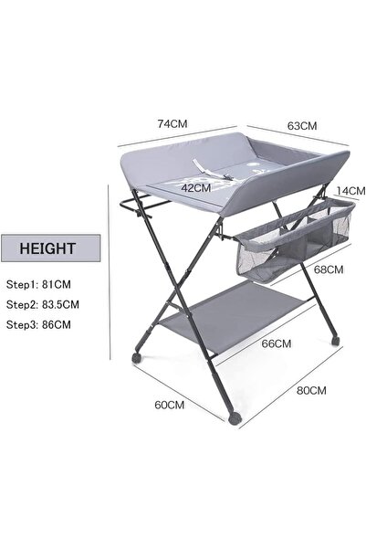 Gogoya Foldable Baby Diaper Changing Table with Wheels, Adjustable Height, Organizer & Storage Shelf - Chul