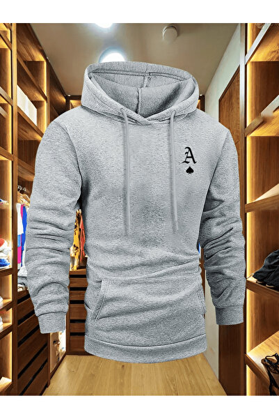 ibibik moda Men's Ace of Spades Printed Hooded Hoodie