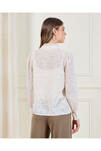 REDTAG Women Cream Jacquard Blouse
