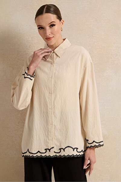 REDTAG بلوزة نسائية مطرزة باللون البيج