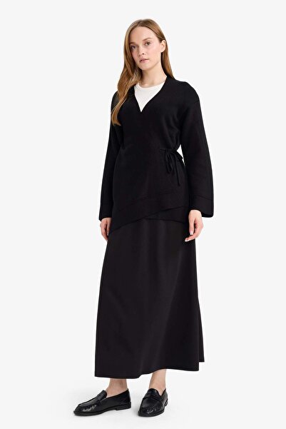 DeFacto Regular Fit V Yaka Bağlama Detaylı Triko Hırka G3747AX25WN