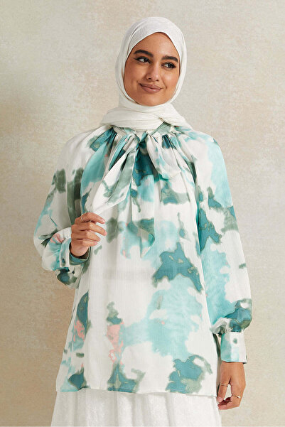 REDTAG بلوزة نسائية خضراء مطبوع