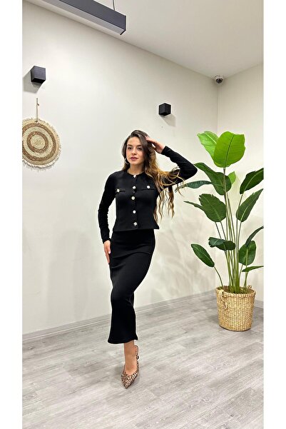 modadagiyim Women's Skirt Jacket 2-Piece Knitwear Set