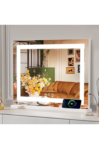 Hansong LED cosmetic mirror, 3 color temperatures, dimmable, 58x46cm