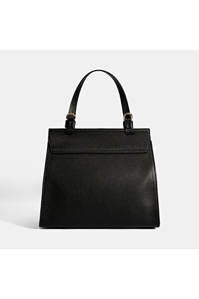 Desa Women's Black Leather Handbag with Shoulder Strap