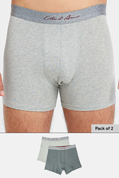 REDTAG Men Grey And Charcoal Hipster Briefs (Pack of 2)