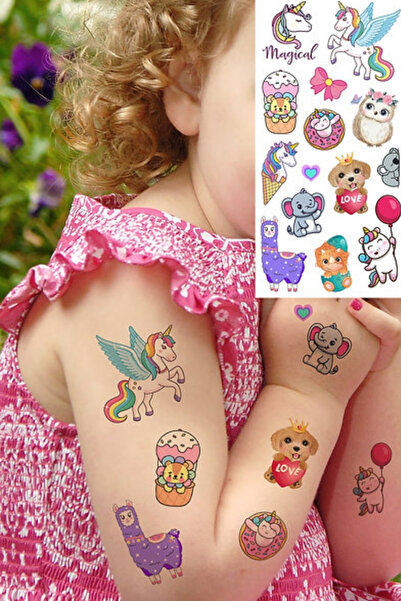 Le Mabelle Multicolored Cute Animal Themed Girl's Tattoo Set