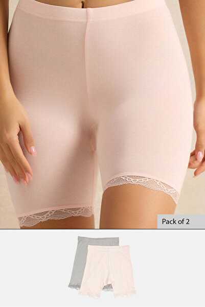 REDTAG Women Pink And Grey Comfort Short Set (2 Piece)