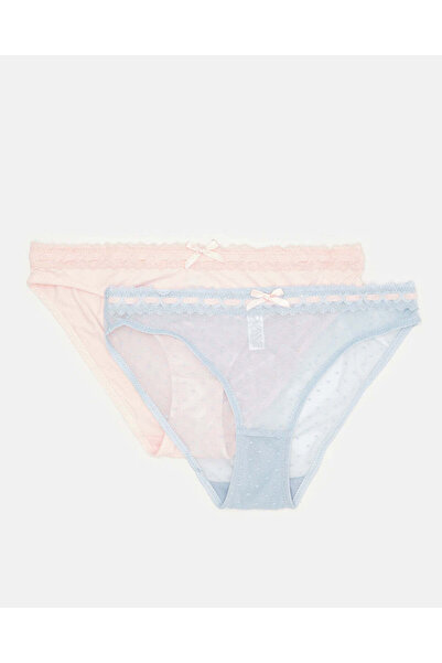 REDTAG Women Blue And Pink Full Brief With Lace Back (Pack Of 2)