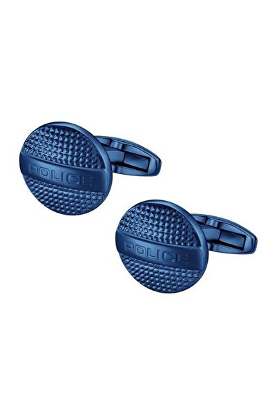 Police أزرار أكمام متينة للرجال - نسيج أزرق