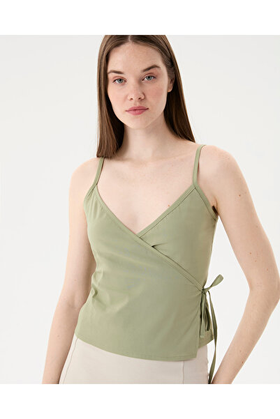 Ayma Active Matcha Strap Wrap Blouse