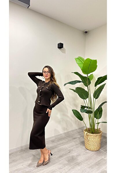 modadagiyim Women's Skirt Jacket 2-Piece Knitwear Set