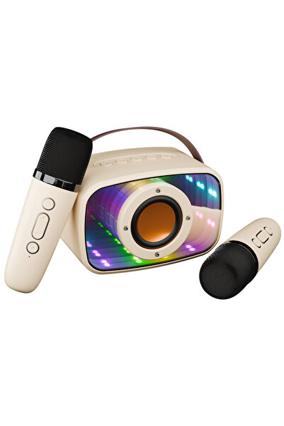 Mikado Md-57Bt Endless 5W Bej Tf + Usb + Aux + Bt Destekli 2 Wireless Karaoke Mikrofon 1200Mah