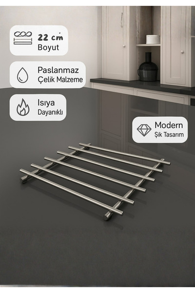 BRE HOME Paslanmaz Çelik 22 cm Tencere Altlığı – Isıya Dayanıklı, Modern Şık ...
