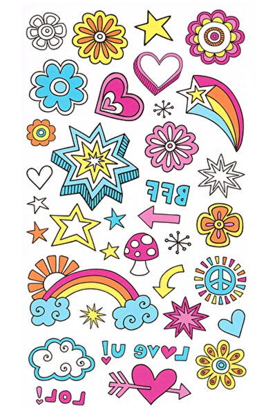 Le Mabelle Multicolored Rainbow Themed Girl's Tattoo Set