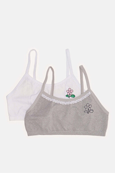REDTAG Senior Girls White And Grey Bra Set (Pack Of 2)