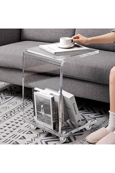 Slasa Acrylic Sofa Side Table for Office & Home – 55.9x33x35.1 cm Clear End Table