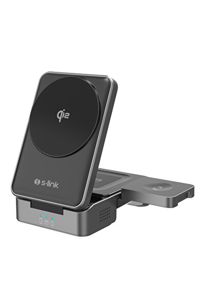 S-LINK Sw-Cwf116 Siyah Telefon Kulaklık Akıllı Saat 15W 3 İn 1 Magsafe Qi2 Ka...