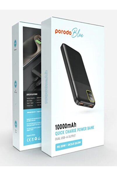 porodo Blue 10000mAh Quick Charge Power Bank