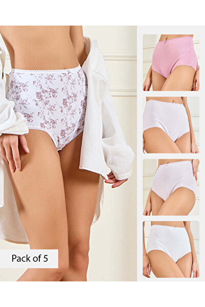 REDTAG Women Assorted Full Brief Set (Pack of 5)