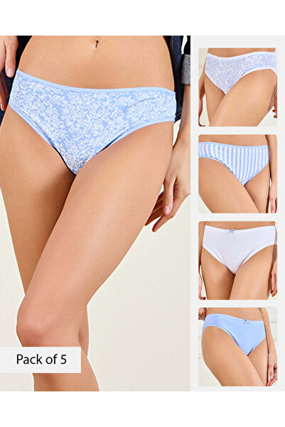 REDTAG Women Assorted Mid-Rise Brief Set (Pack of 5)