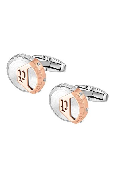 Police Megalithic Cufflinks For Men Stainless Steel with Rose Gold Logo