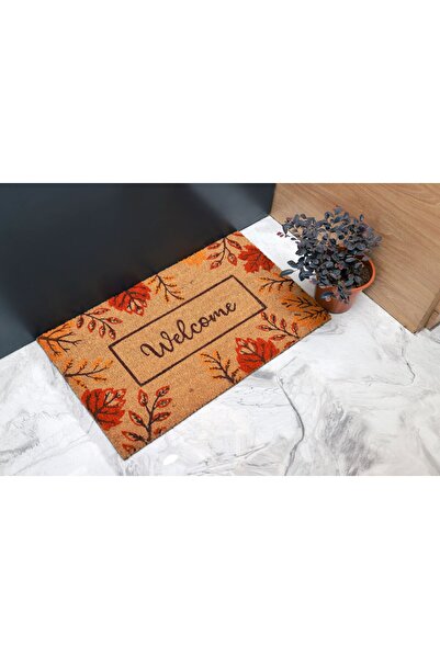 jo&mo سجادة باب من جوز الهند بنقشة أوراق الخريف/الخريف، مقاس 45 × 75 سم، غير ...
