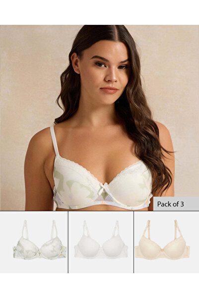 REDTAG Women Assorted Padded Plunge Bra Set (Pack of 3)
