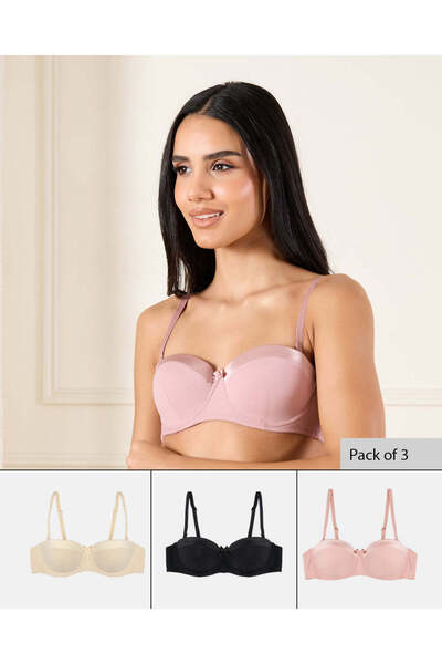 REDTAG مجموعة حمالة صدر نسائية متنوعة (عبوة من 3 قطع)