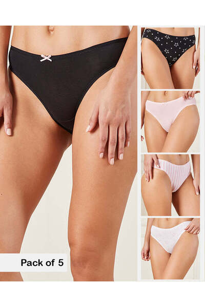 REDTAG Women Assorted Bikini Brief Set (Pack of 5)