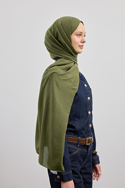 Qef Organic Crash Shawl Khaki Green