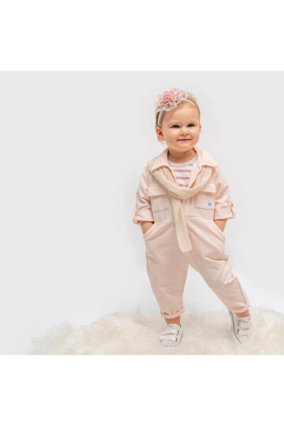 Valia Baby Linen Baby Girl 3-Piece Jumpsuit Set with Scarf