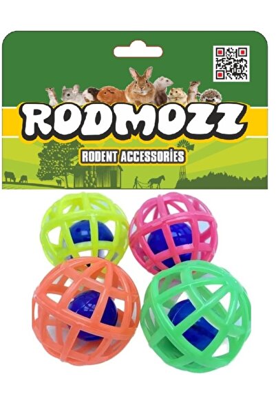 RodMozz Kemirgenler İçin Plastik Zilli Oyun Topu 4 Adet